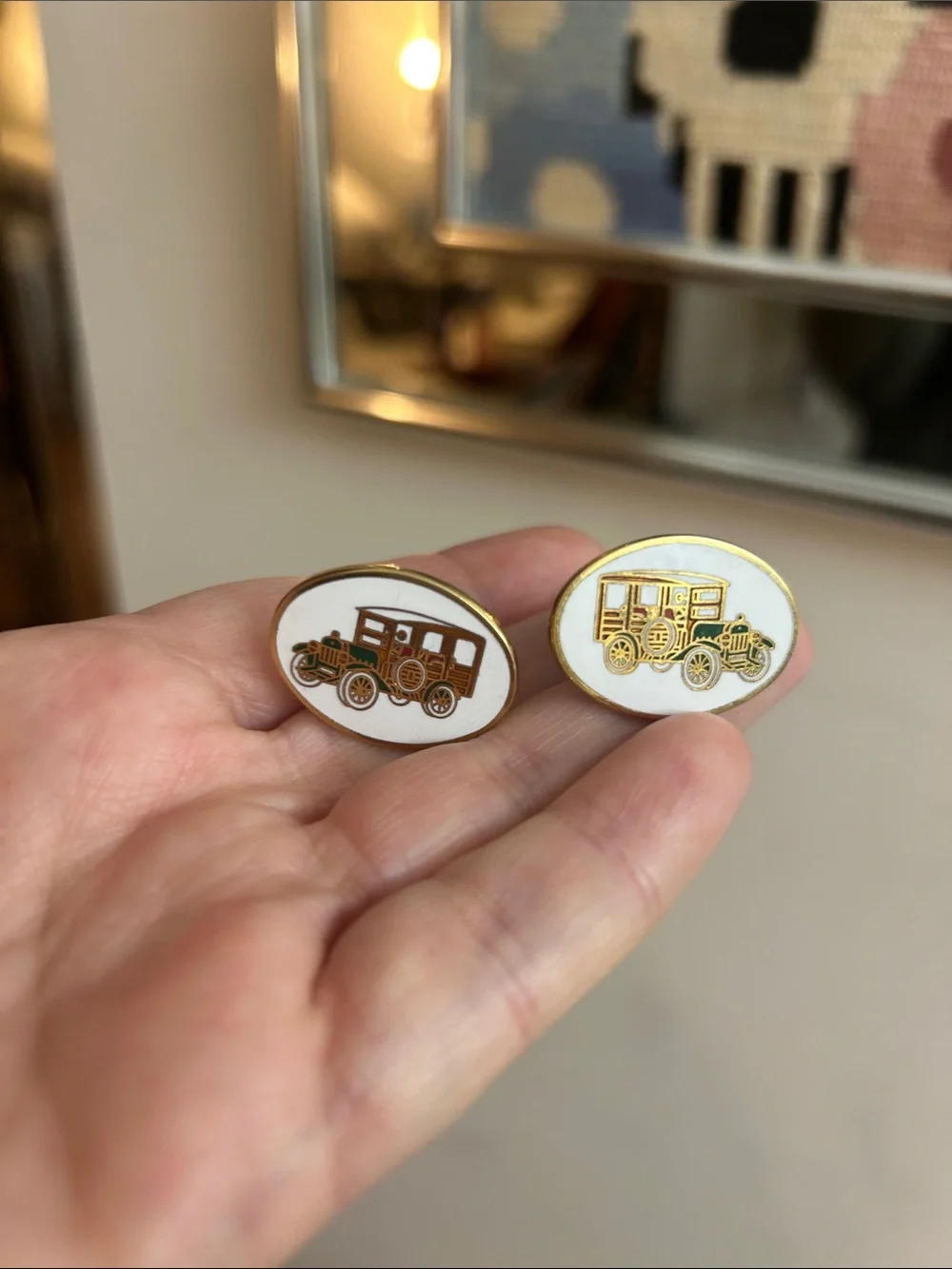 Vintage 1970’s Avon Enameled Antique Automobiles Cuff Links